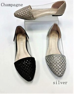 BEAUTE Silver perspex flats