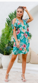 GREEN RAYON KNEE LENGTH DRESS BY ZEN GARDEN