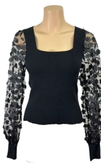 BLACK SHEER SLEEVE TOP FROM LORRAINE