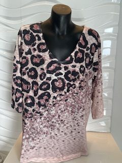 LA STRADA PINK LEOPARD PRINT TOP