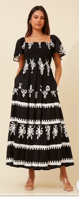 PRETTY BLACK & WHITE MAX DRESS BY CKM