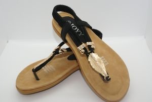 JOYY Black & Gold Leaf Sandal