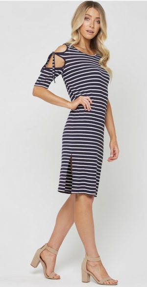 MILA NAVY & WHITE STRETCH DRESS