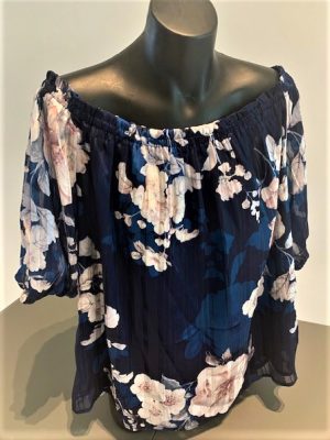 LORRAINE NAVY BLUE OFF SHOULDER TOP