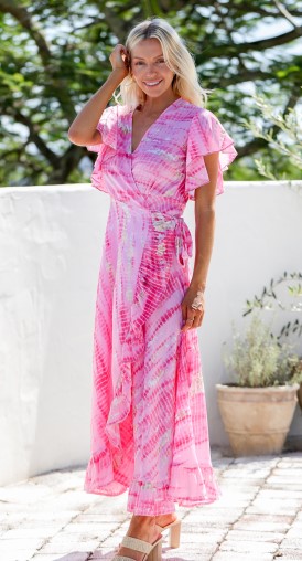 PRETTY PINK WRAP MAXI BY LILLY T