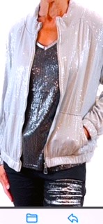LA STRADA SILVER SEQUIN BOMBER JACKET