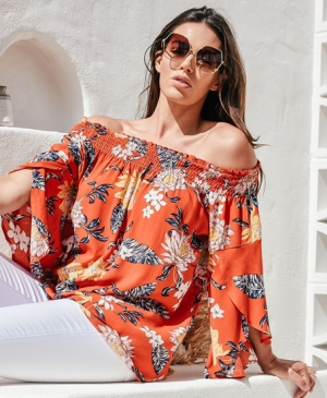 ZEN GARDEN OFF SHOULDER JUST CRUISING TOP IN PINA COLADA
