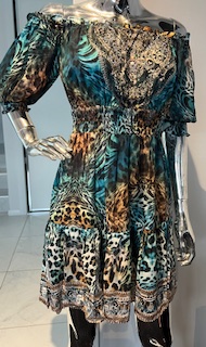 GEMS BY LORRAINE LEOPARD PRINT DRESS