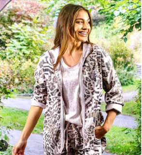 LA STRADA PINK LEOPARD HOODED ZIP JACKET