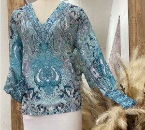 CKM LONG SLEEVE EMBELLISHED TOP