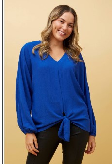 MIDNIGHT BLUE LONG BALLOON SLEEVE TOP